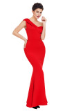 Red Sexy One Shoulder Ponti Gown