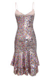 Gossip Multicolor Frill Bodycon Sheath Sequin Dress