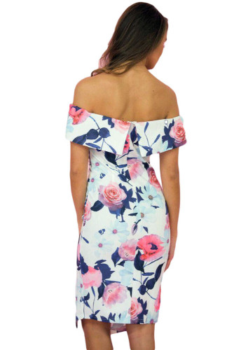 Bloom Off The Shoulder Floral Dress with Slit