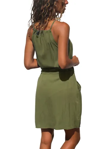 Army Green Suspender Dress