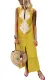 Yellow Sleeveless Casual Slit Geometric Summer Dress