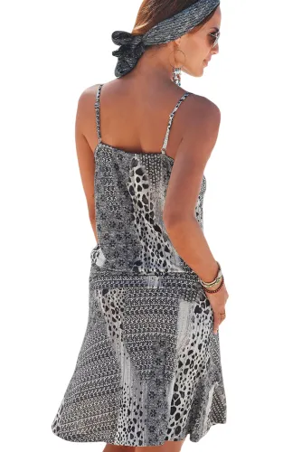 Gray Trendy Print Summer Dress
