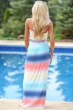Multi Tie Dye Strapless Maxi Boho Dress