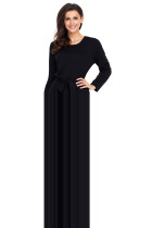 Black Tulip Faux Wrap Sash Tie Jersey Dress