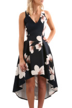 White Floral High Low Hem Midi Dress