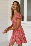 Red Floral Print Valentina Dress
