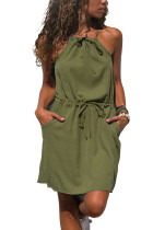 Army Green Suspender Dress