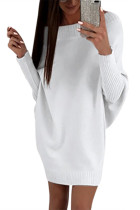 White Stylish Long Sleeve Baggy Sweater Dress