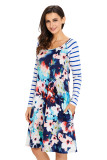 Multiple Floral Print Stripe Raglan Sleeve Dress