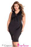 Black Lace-up Front Midi Dress