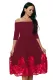 Burgundy Lacy Embroidery Tulle Skirt Skater Dress