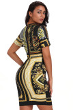 Black Gold Chain Print Dress