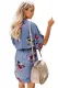 Sky Blue Chrysanthemum Kimono Dress