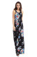 Black Floral Print Sleeveless Long Boho Dress
