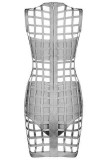 3pcs Gray Caged Bandage Dress