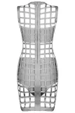 3pcs Gray Caged Bandage Dress