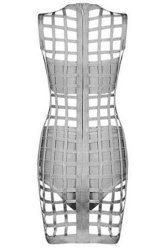 3pcs Gray Caged Bandage Dress