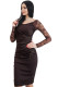 Black Lace Sleeve Embroidery Ruched Sheath Dress