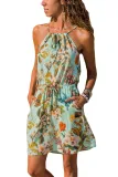 Green Floral Print Tank Tunic Dress
