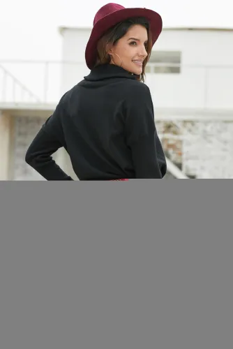 Black Ribbed Cowl Neck Lightweight Sweater Dress