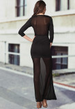Fever Black Mesh Maxi Dress