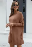 Khaki Oversized Batwing Sleeve Sweater Dress