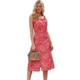 Red Botanical Print Dress