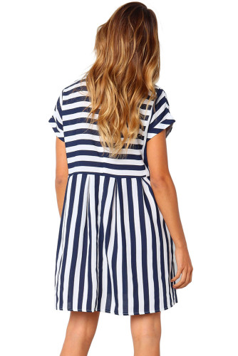 Blue Striped Casual Dress