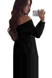 Black Crossed Smocking Off Shoulder Mini Dress