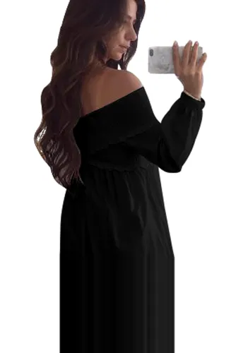 Black Crossed Smocking Off Shoulder Mini Dress