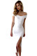 White Bodycon Off Shoulder Split Midi Dress