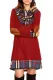 Red Plaid Elbow Patch Cowl Neck Dress