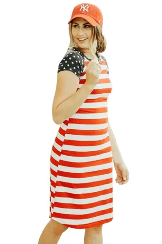 Red Striped Patriotic Tee Dress