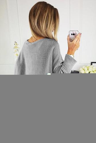 Gray Oversized Batwing Sleeve Sweater Dress