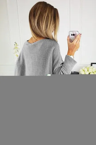 Gray Oversized Batwing Sleeve Sweater Dress