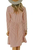 Red Pinstriped Casual Pocket Dress