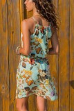 Green Floral Print Tank Tunic Dress