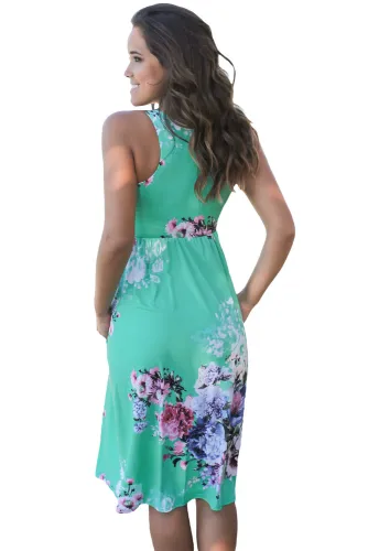 Fall in Love with Floral Print Boho Dress in Mint