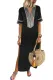 Black Bohemian Floral Print Split Maxi Dress