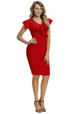 Gossip Red Frill Bodycon Sheath Dress