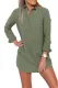 Army Green Button Neck Long Sleeve Shirt Dress