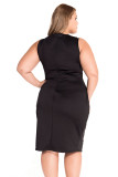 Black Lace-up Front Midi Dress