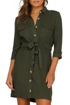 Green Seeker Belted Shirt Dress