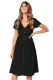 Black Stylish Button Front Midi Dress with Pockets