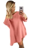Pink Oversized Batwing Sleeve Sweater Dress