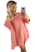 Pink Oversized Batwing Sleeve Sweater Dress
