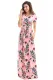 Pocket Design Short Sleeve Pink Floral Maxi Dress