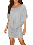 Multiple Dressing Layered Grey Mini Poncho Dress