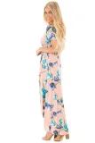 Pink Grounding Petals Print Boho Maxi Dress