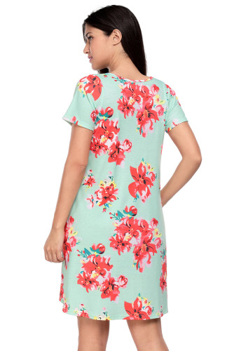 Pocket Design Summer Floral Shirt Dress